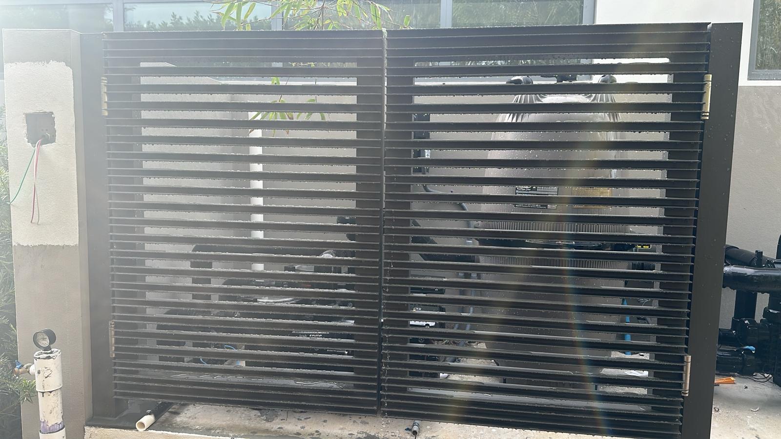 Black Horizontal Louvered Privacy Screen