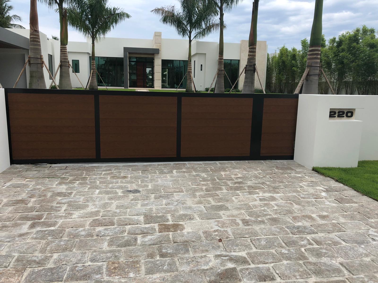 Wood-Finish Aluminum Sliding Driveway Gate