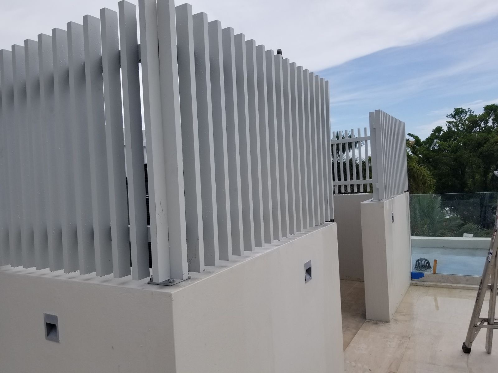 White Aluminum Vertical Slat Privacy Fence