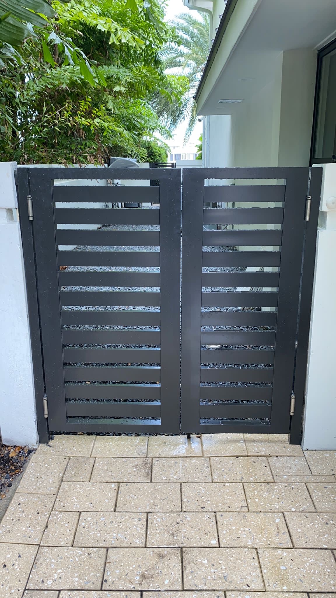 Black Horizontal Slat Double Pedestrian Gate
