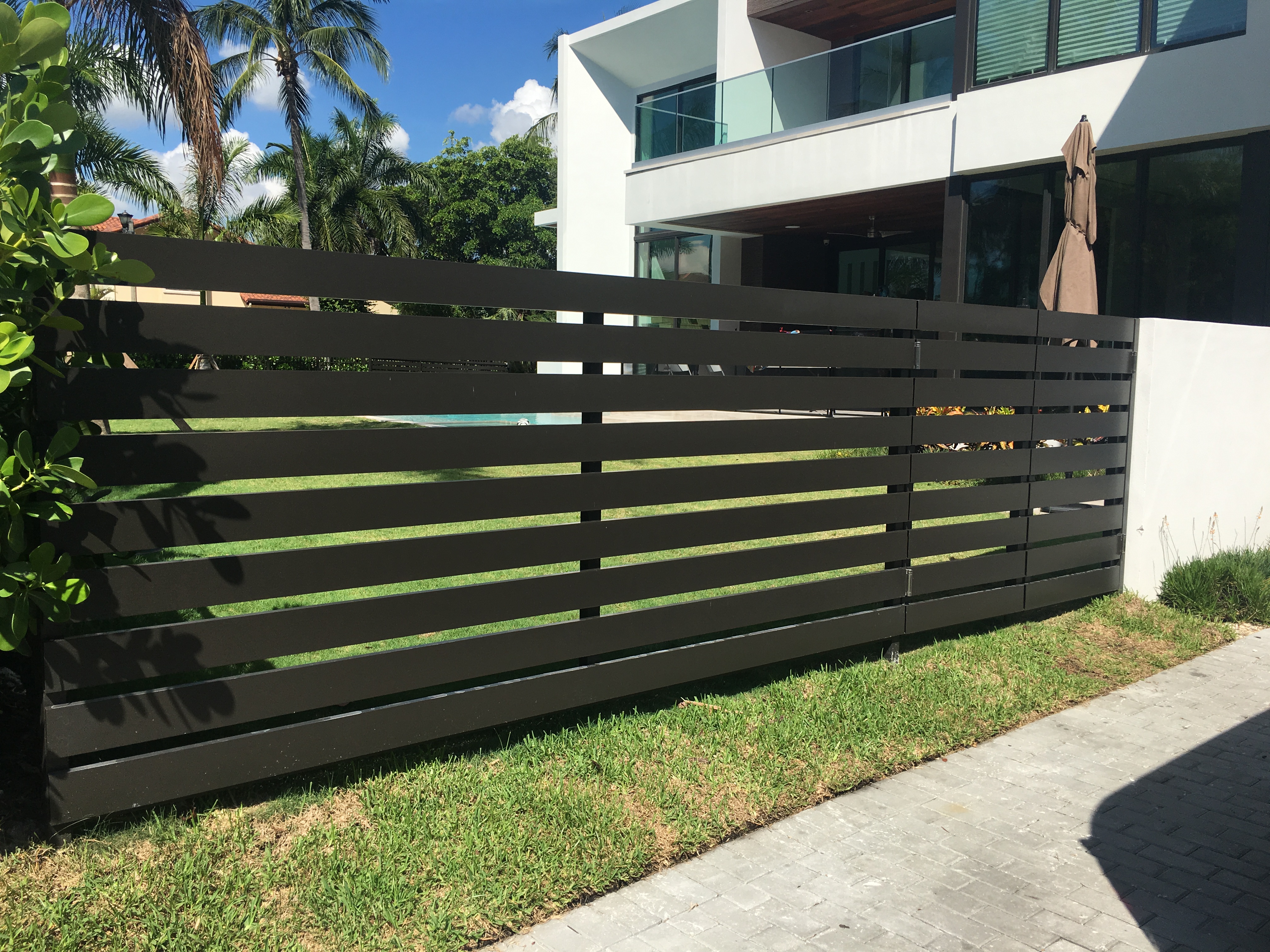 Bronze Horizontal Fence Panel at Modern Residence