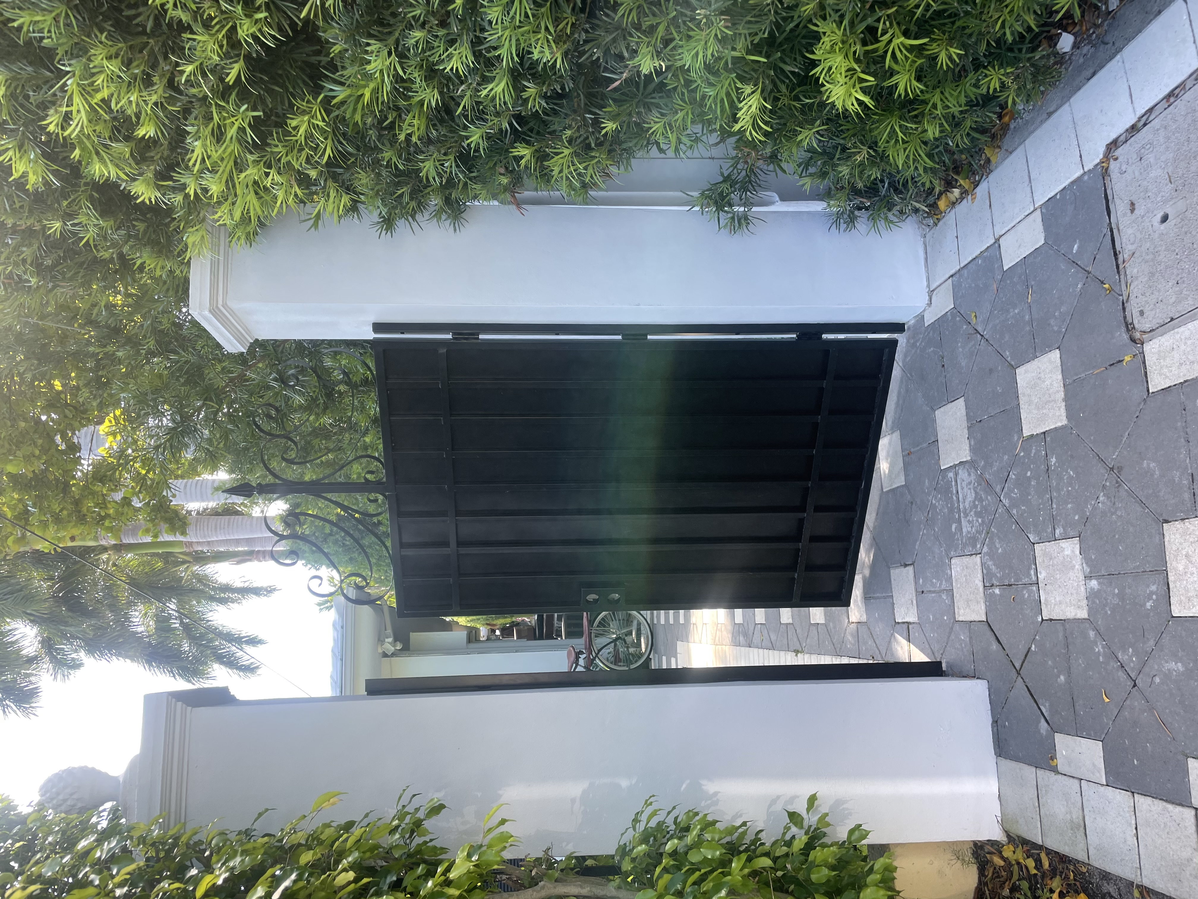 Dark Aluminum Horizontal Slat Entry Gate