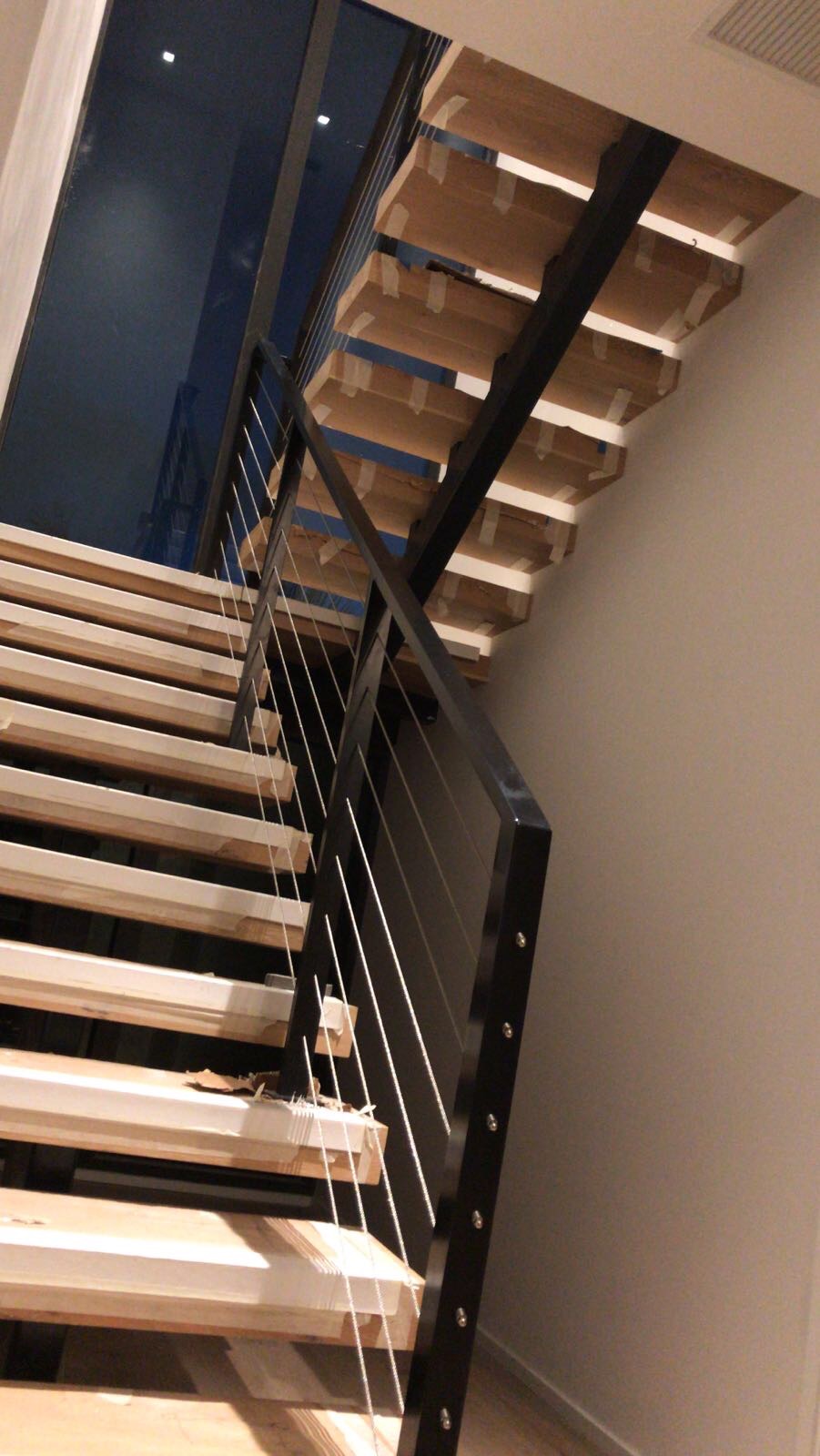 Interior Floating Staircase with Cable Railing