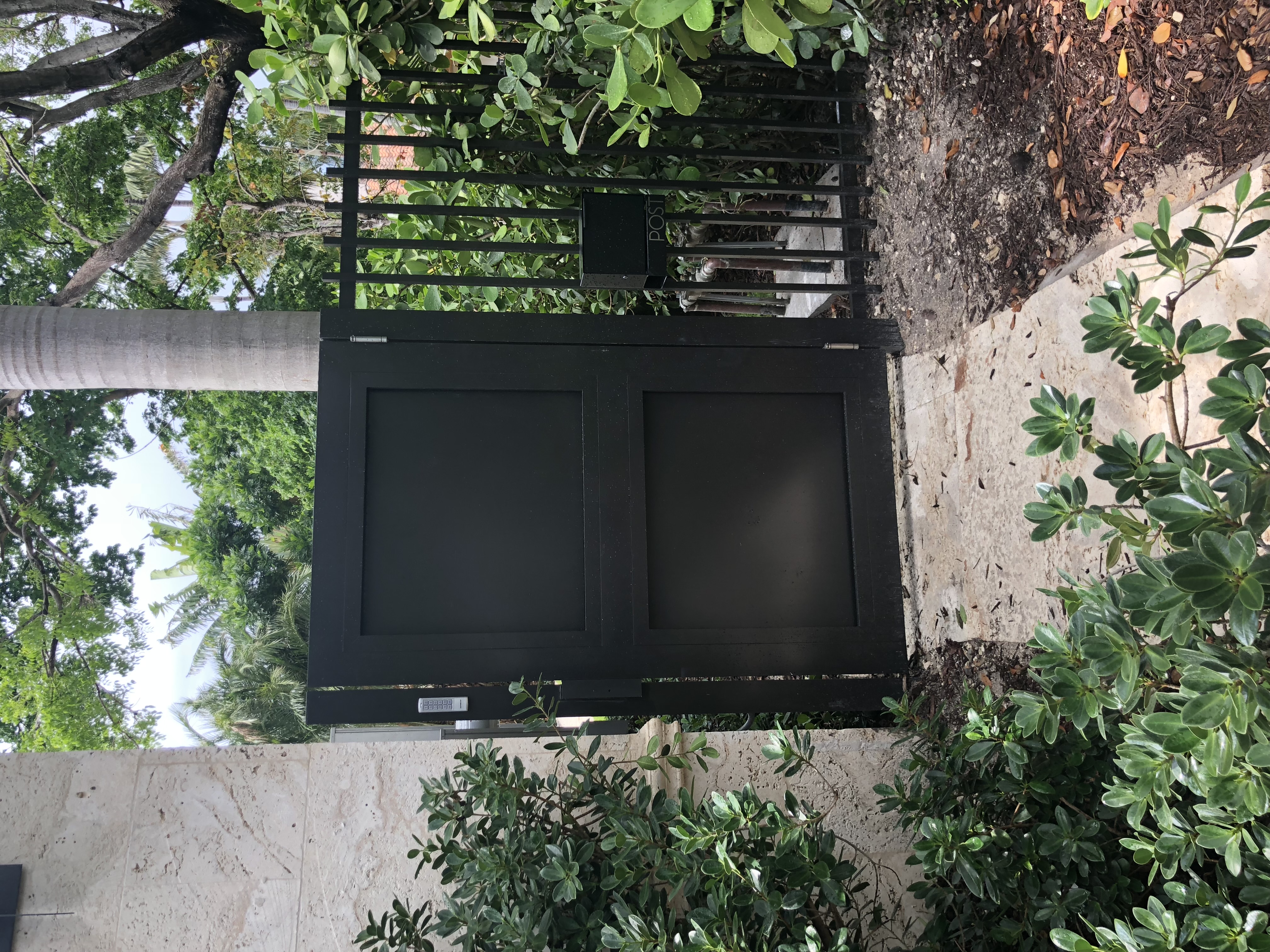 Black Panel Swing Gate with Horizontal Top Rail