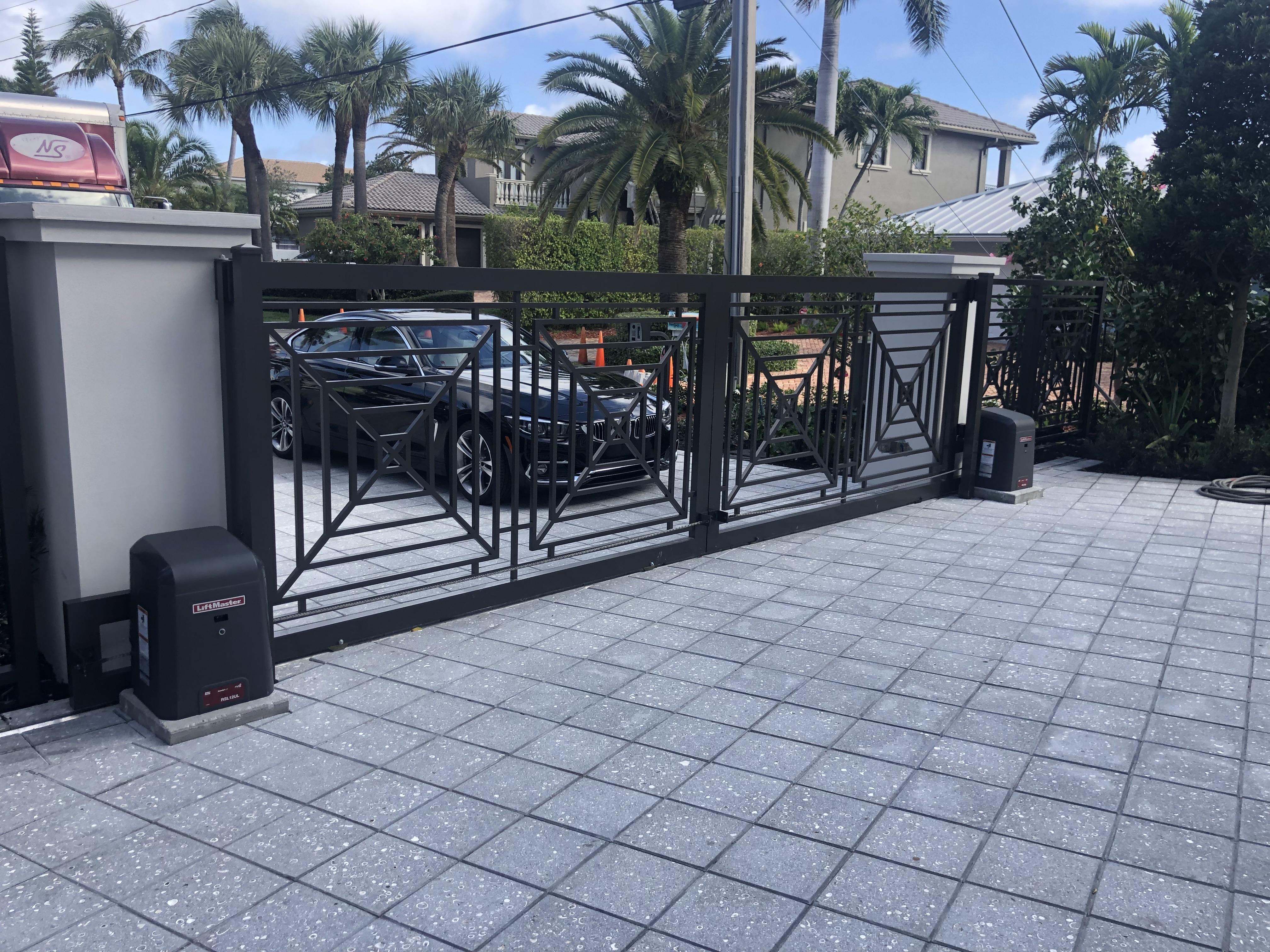 Decorative Art Deco Style Sliding Gate with Operator