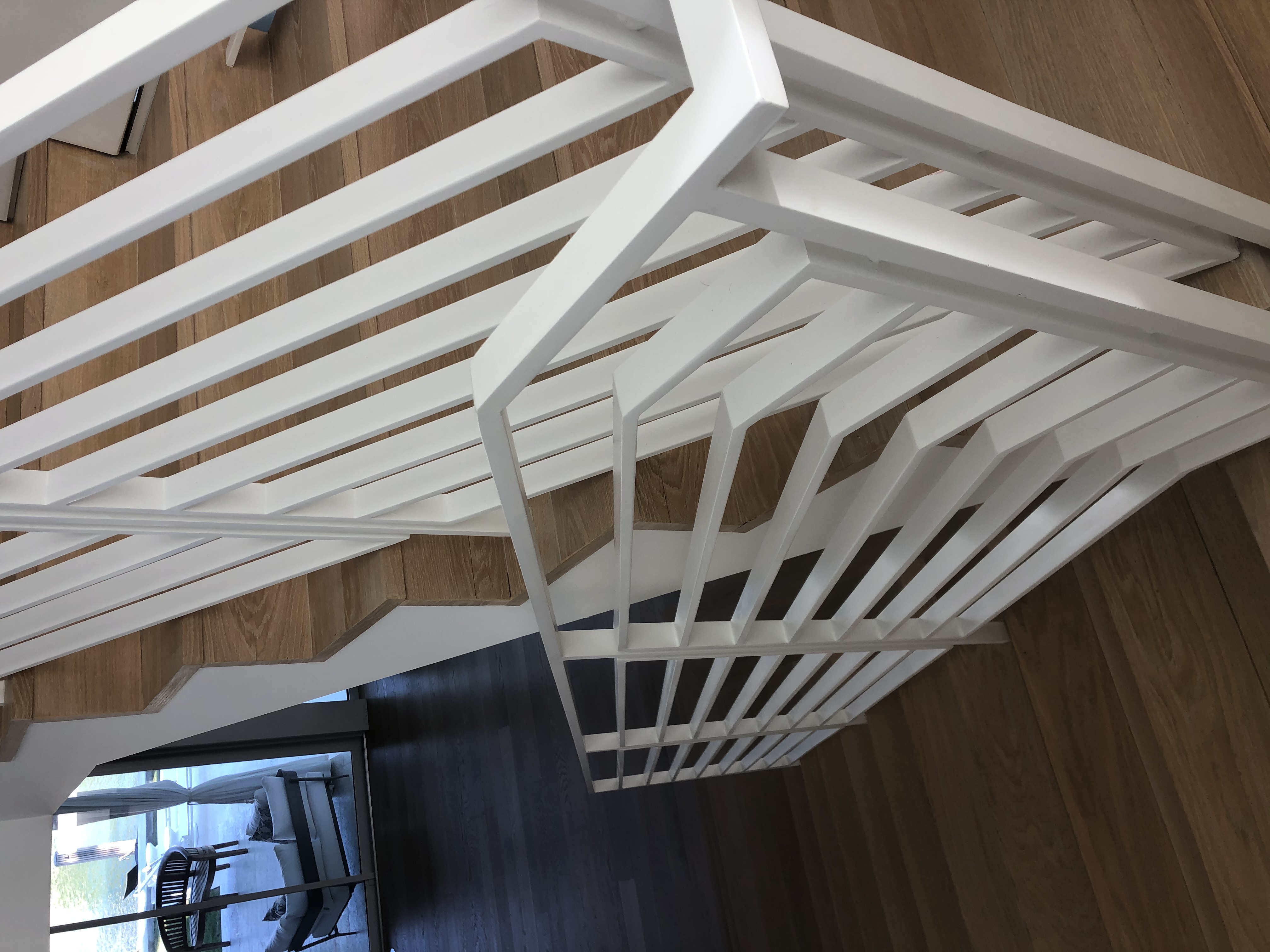 White Aluminum Staircase Railing from Above