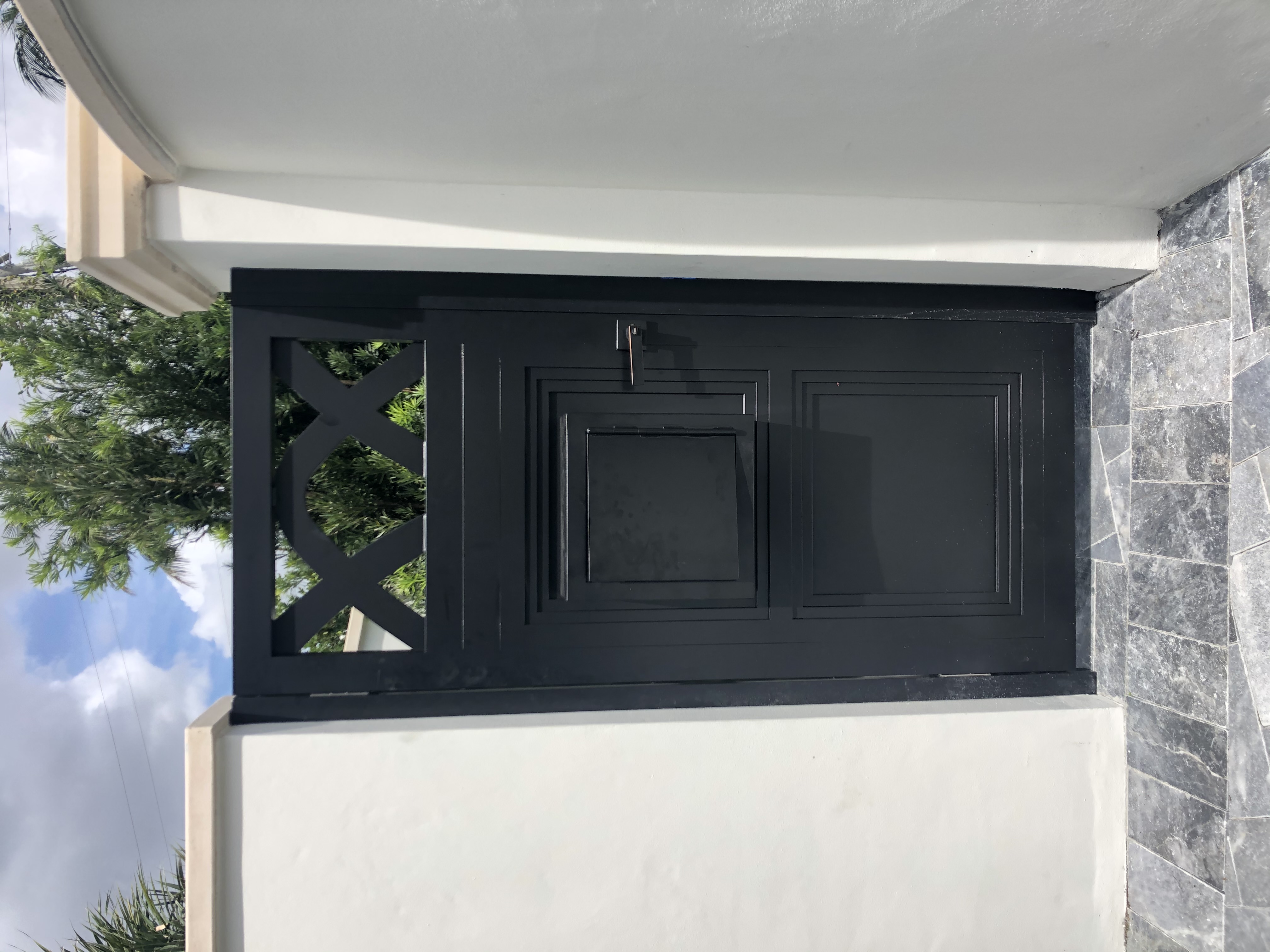 Black Aluminum Crossbuck Panel Balcony Railing