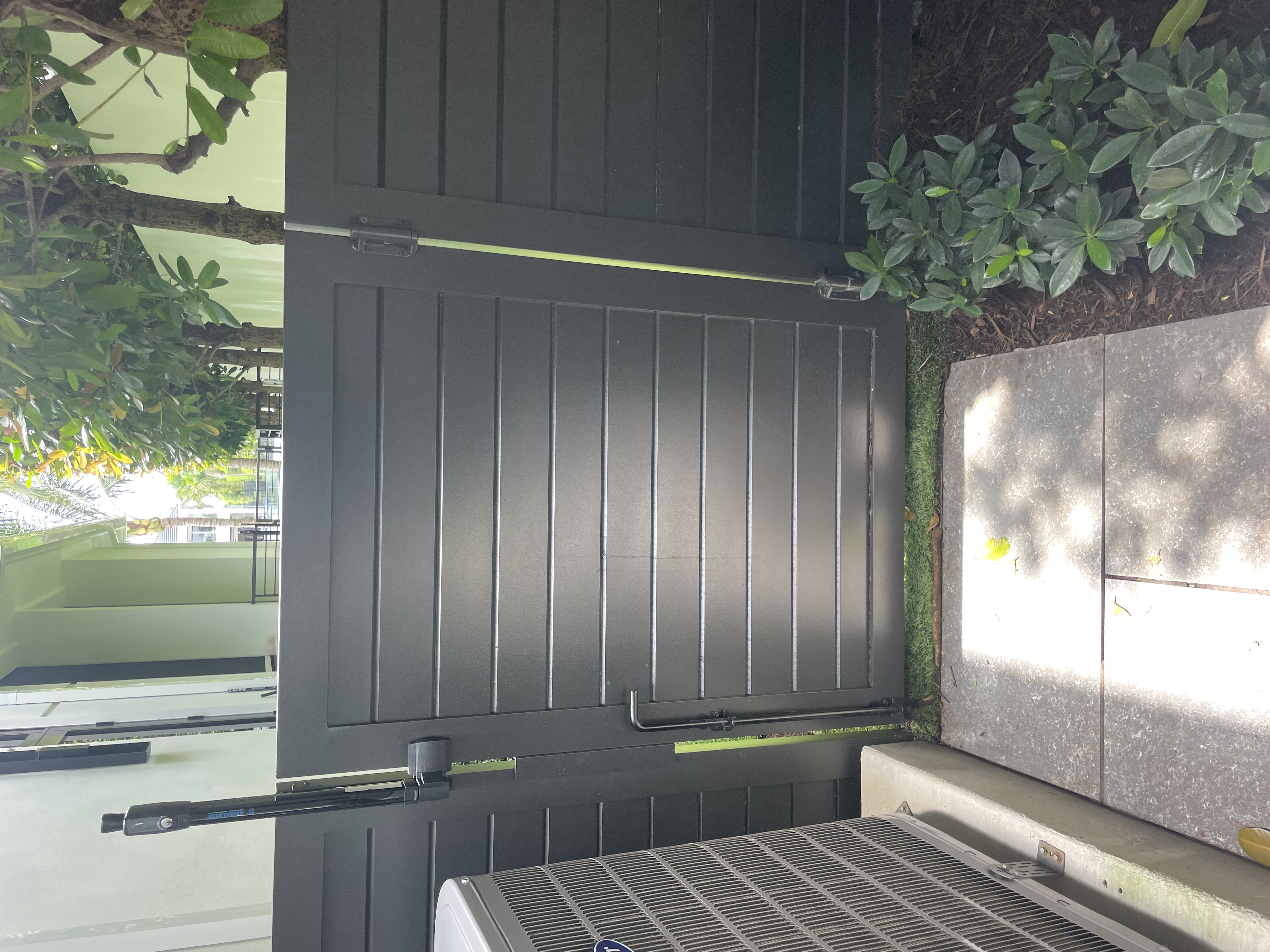 Black Privacy Panel Swing Gate with Arm Operator