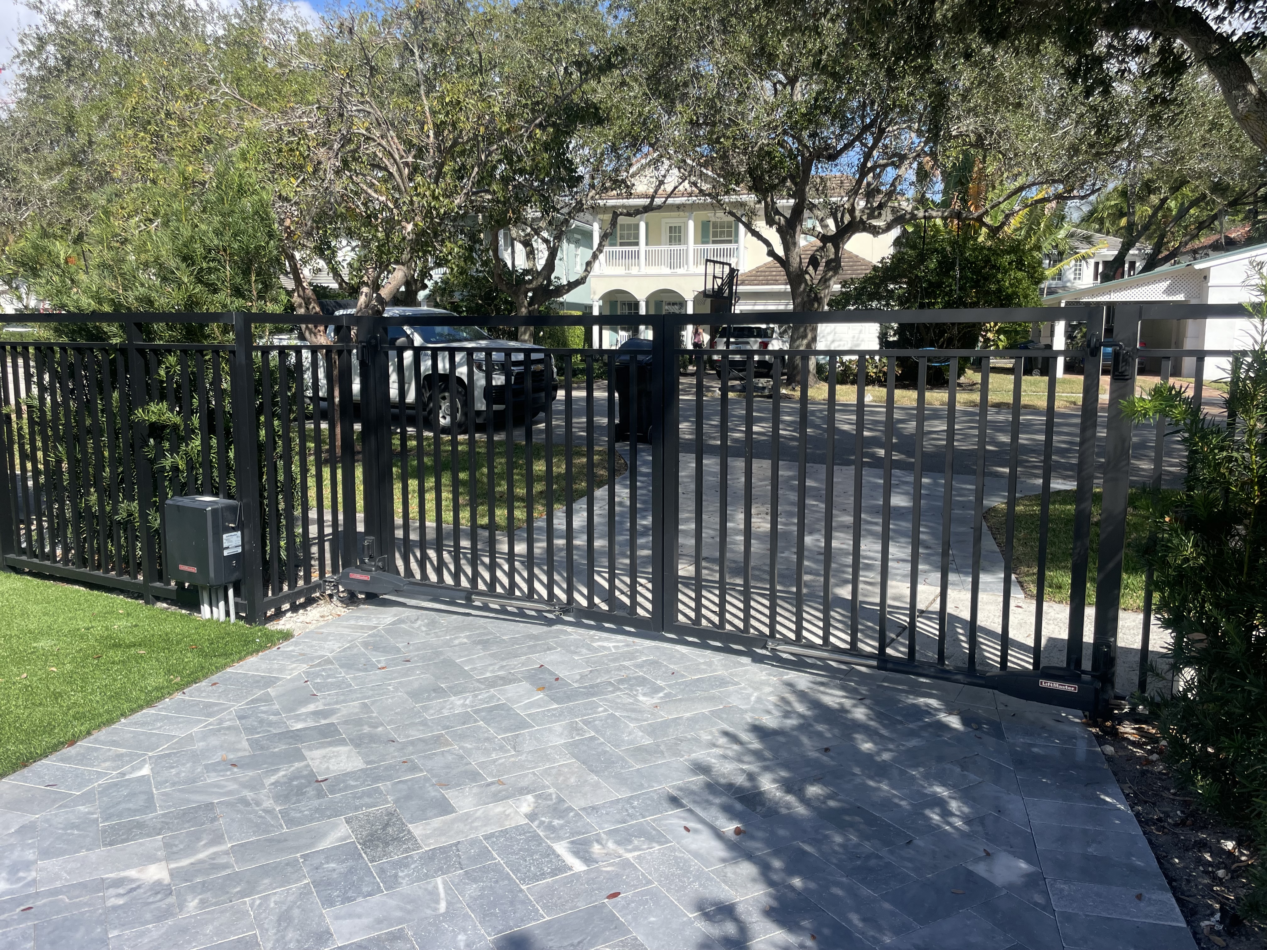 Black Aluminum Picket Swing Gate with Operator