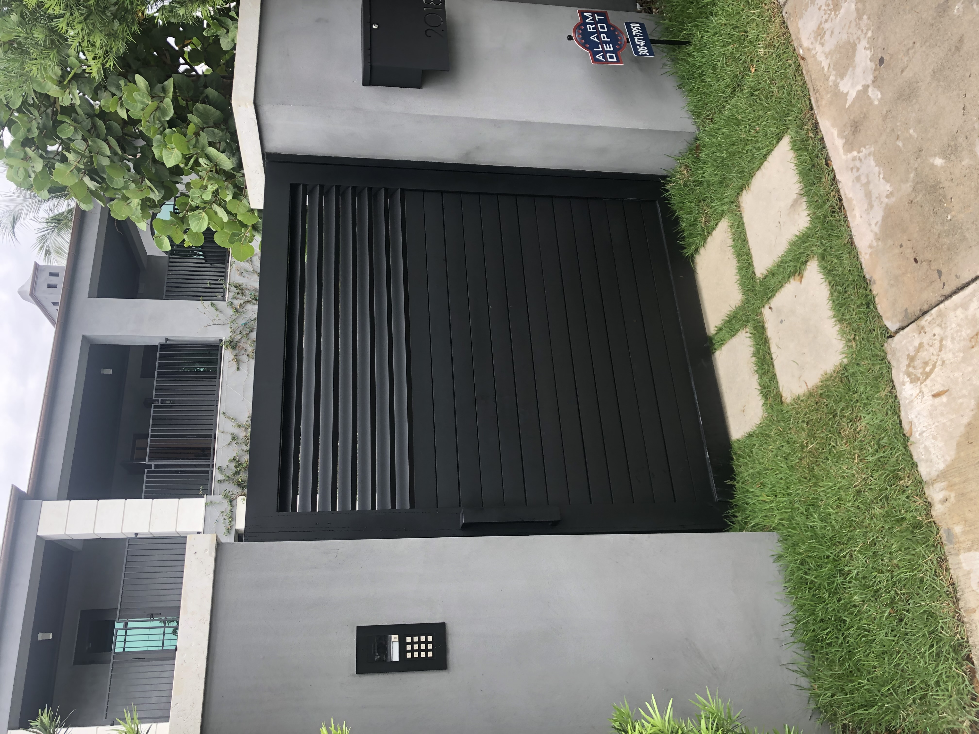 Black Privacy Pedestrian Gate with Keypad Entry