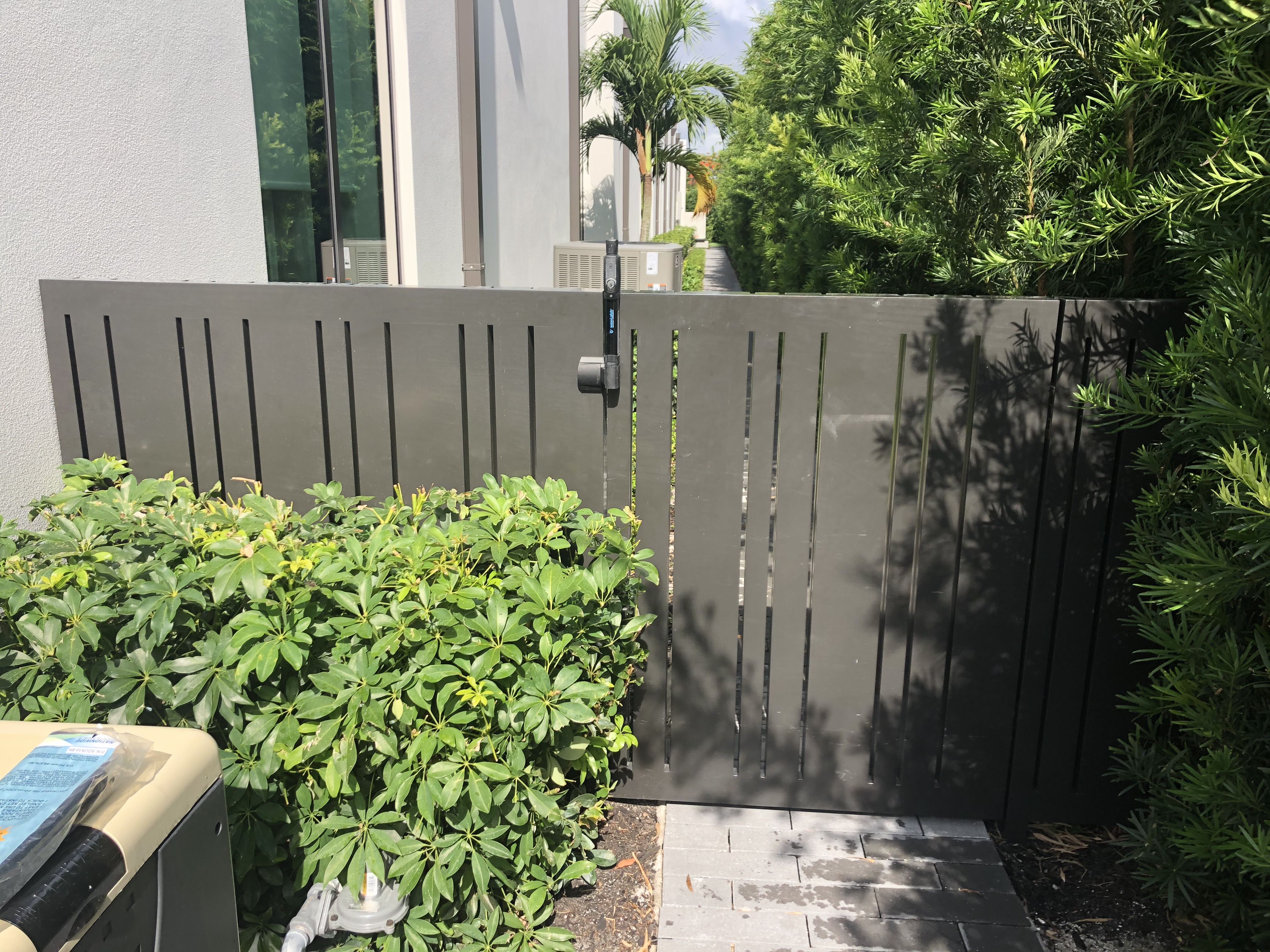 Gray Panel Side Gate with Smart Lock