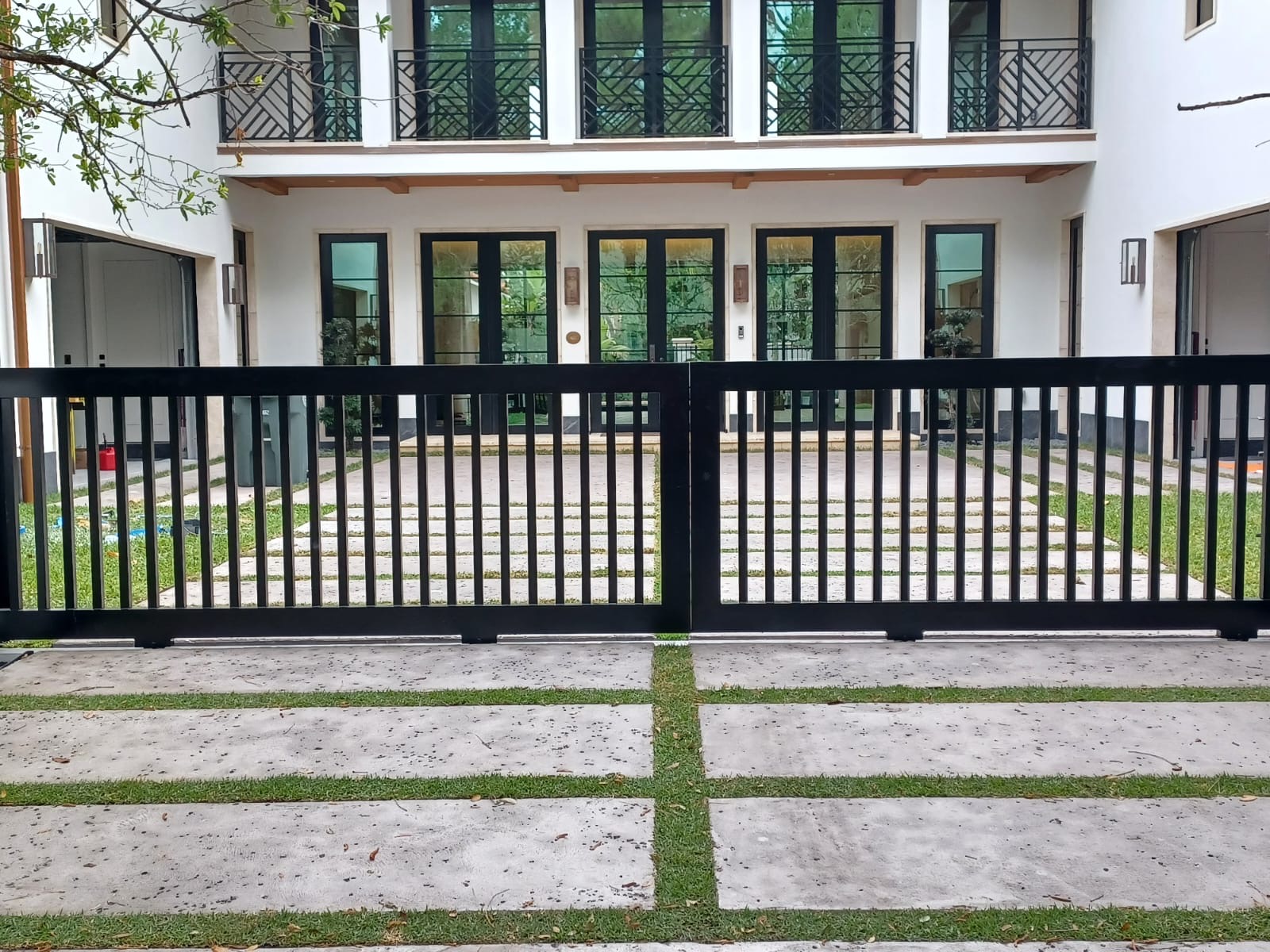Vertical Picket Double Swing Entry Gate